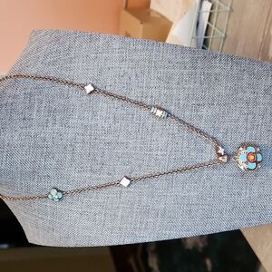 Lauren Adam's blue enamel necklace 16 inch necklace